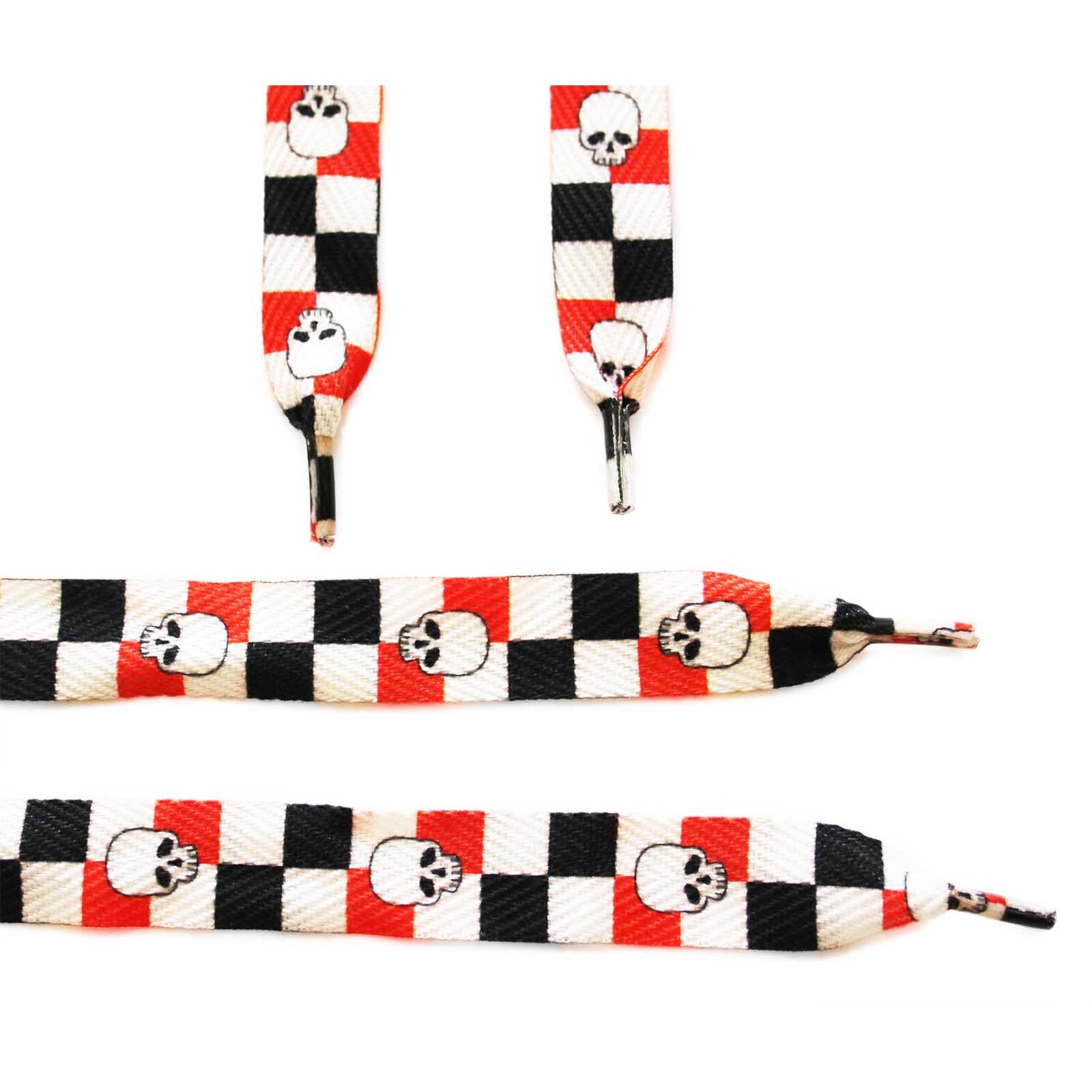 Sireturi imprimate skull negru-rosu