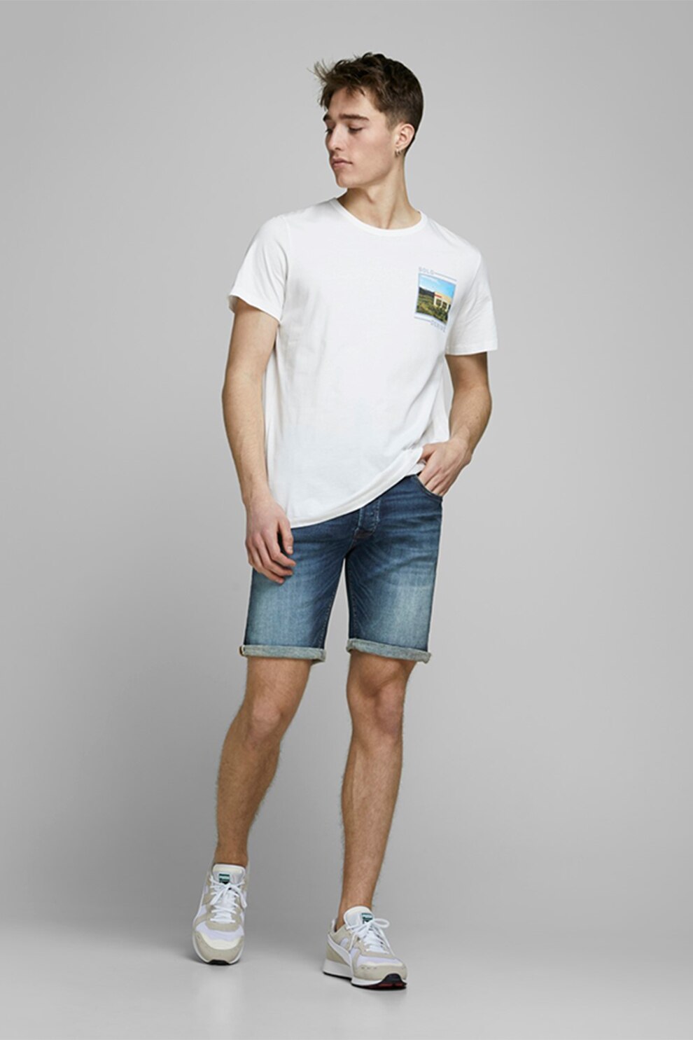 Jack&Jones, Pantaloni scurti din denim regular fit Rick, Albastru deschis