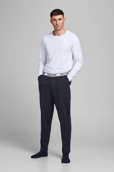 Jack&Jones, Pantaloni de bumbac, de casa, Bleumarin inchis Jack&Jones, Pantaloni de bumbac, de casa, Bleumarin inchis