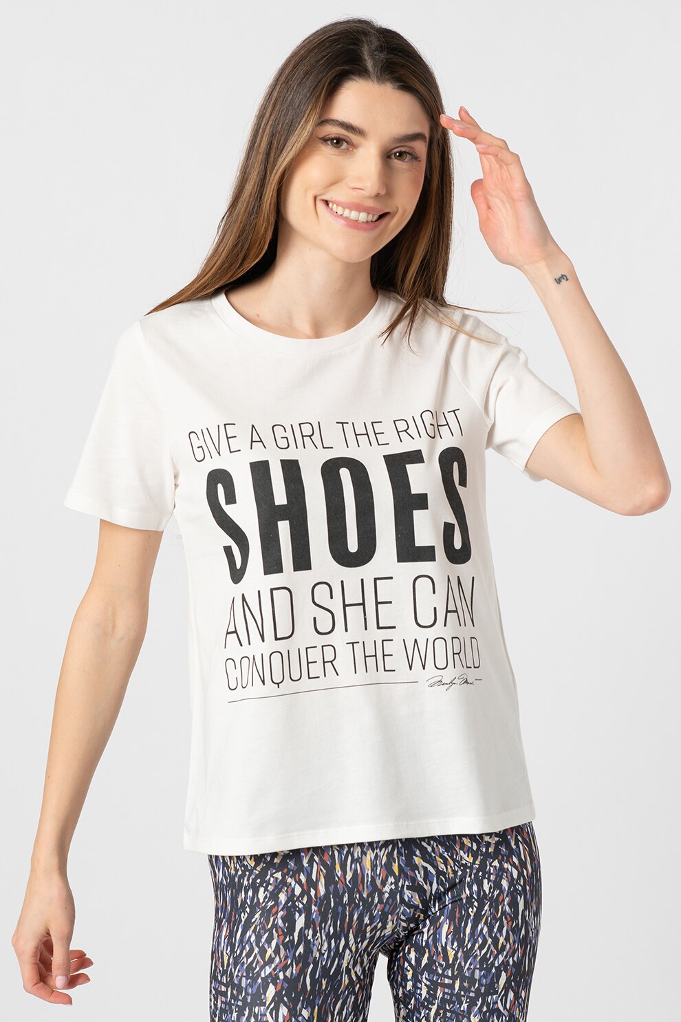 Vero Moda, Tricou de bumbac Marilyn, Alb optic