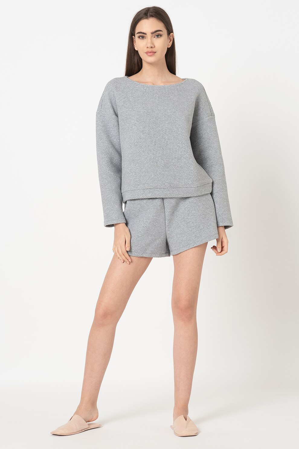 Vero Moda, Pijama cu striatii Valentina, Gri melange