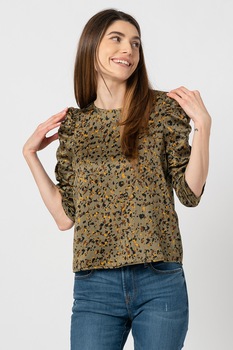 Vero Moda, Bluza cu maneci bufante Gaja, Verde sparanghel Vero Moda, Bluza cu maneci bufante Gaja, Verde sparanghel