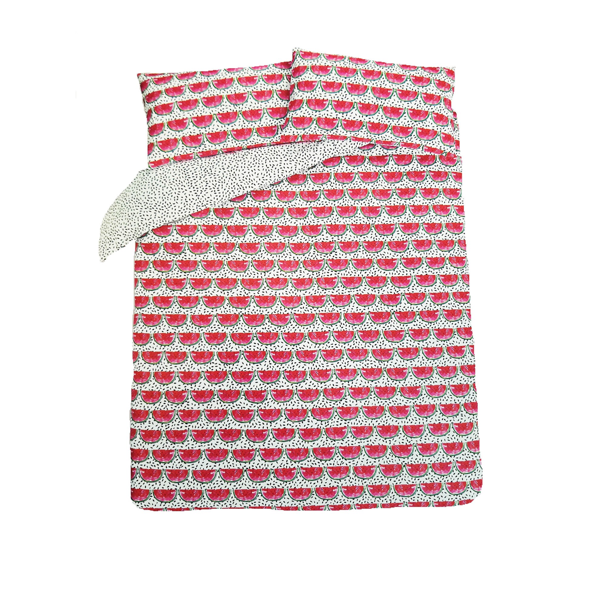 Lenjerie de pat ,1 plic pilota, 2 fete perna, 2 persoane, 225x 220cm, 48 x 74cm, king, watermelons, George Home
