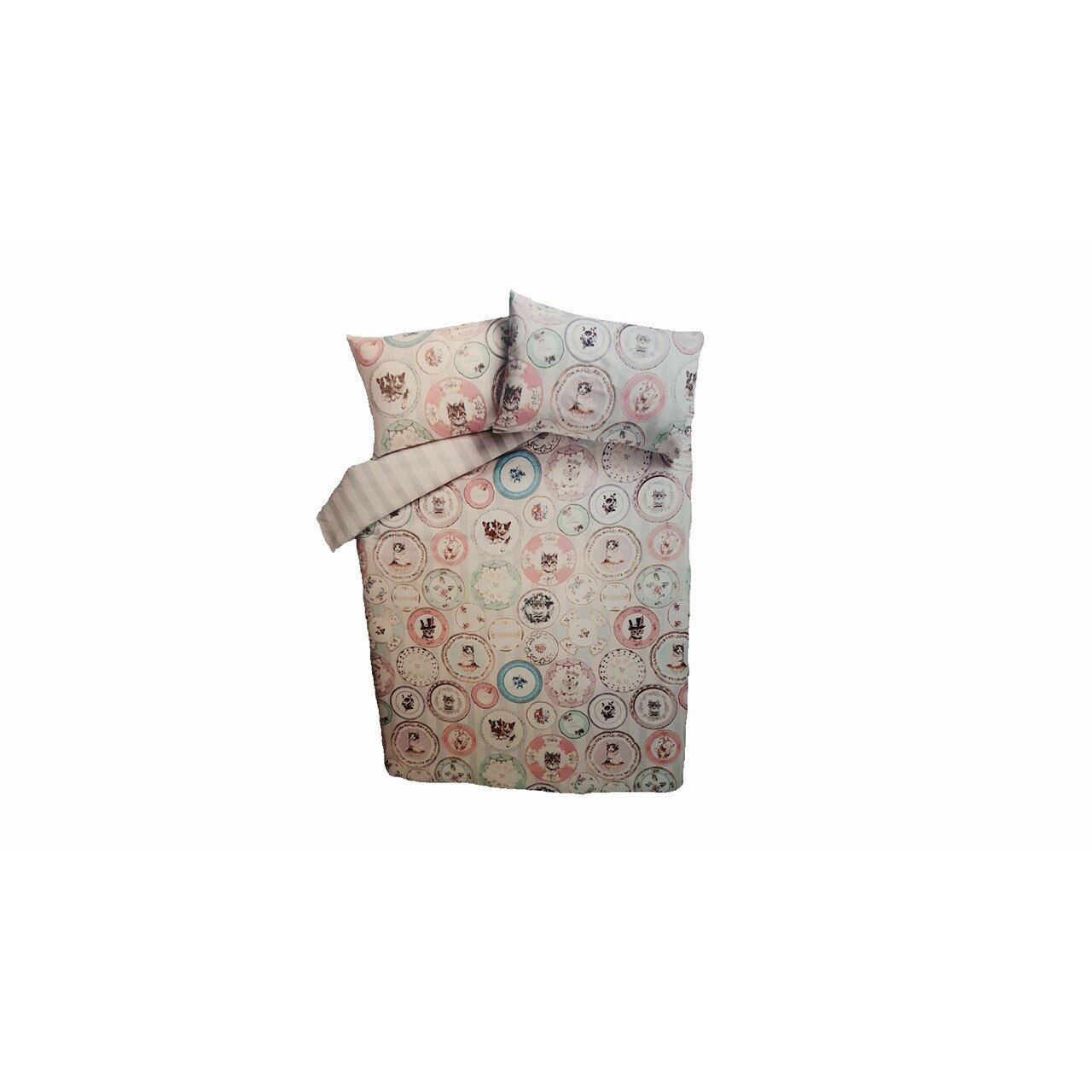 Lenjerie de pat ,1 plic pilota, 2 fete perna, 2 persoane, 260 x 220cm, 48 x 74cm, super king, old cat, George Home