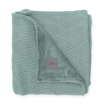 Paturica bebe cu fleece Jollein River 75x150cm verde Paturica bebe cu fleece Jollein River 75x150cm verde