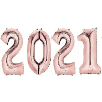 Set baloane Revelion 2021, cifre 1 metru roz gold Set baloane Revelion 2021, cifre 1 metru roz gold
