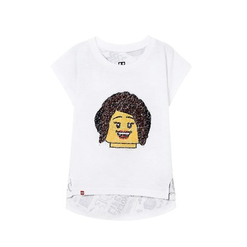 Tricou cu imprimeu cu paiete, Desigual, Alb, 11-12 ani Tricou cu imprimeu cu paiete, Desigual, Alb, 11-12 ani