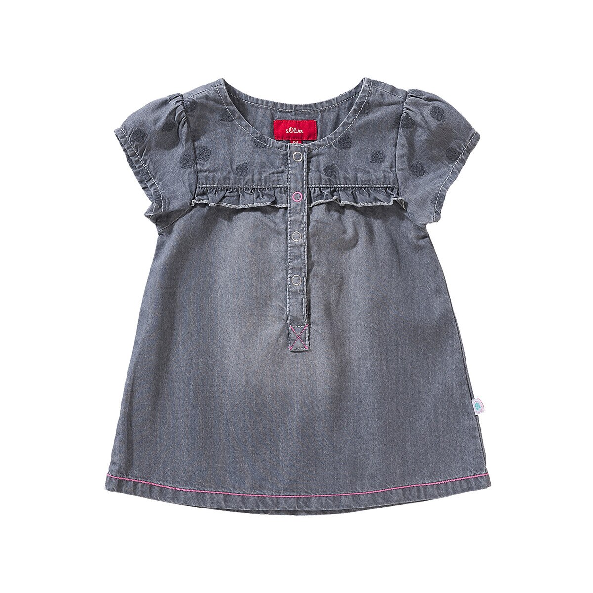 Rochie cu broderie fete, S.Oliver, gri, 92 cm, 18-24 luni