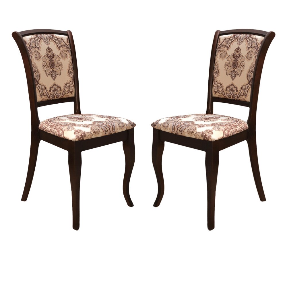 Set 2 scaune dining din lemn de fag Moderna Premier, cadru nuc, textil Shalimar 2A