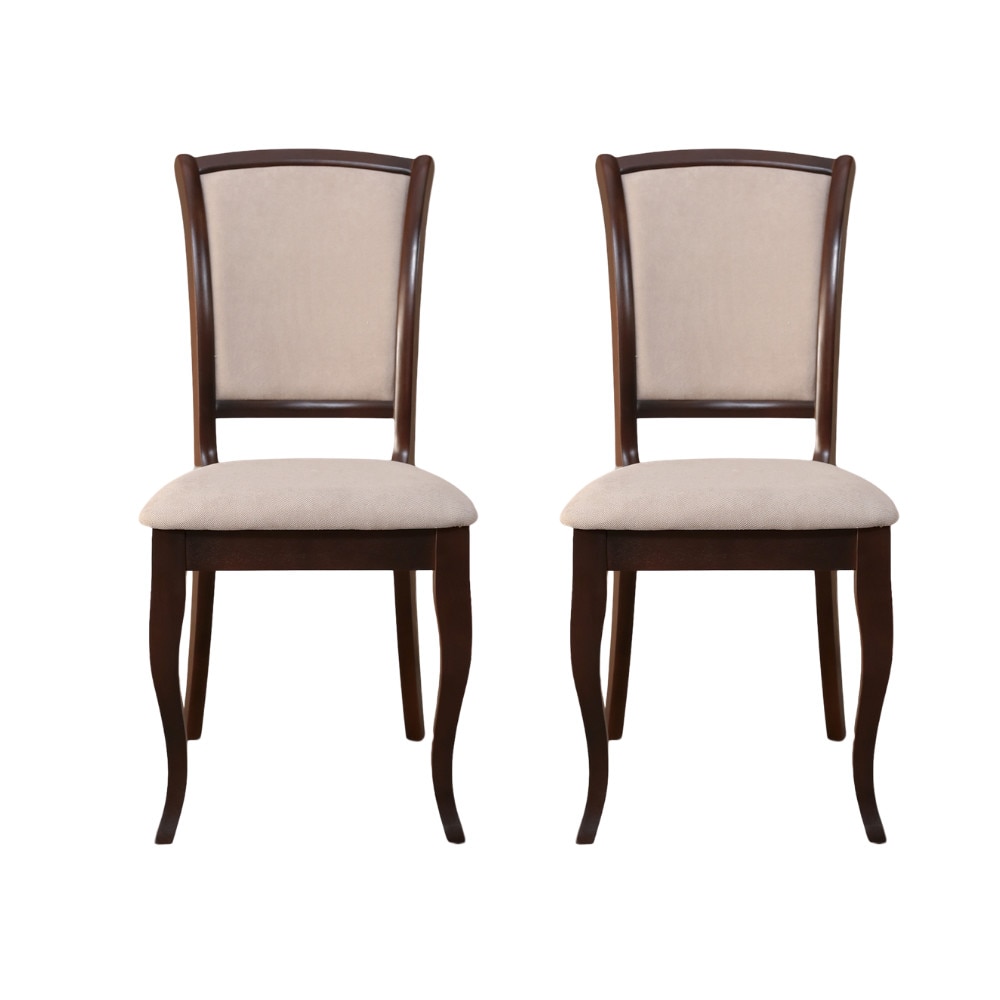 Set 2 scaune dining din lemn de fag Moderna Premier, cadru nuc, textil Solo 22