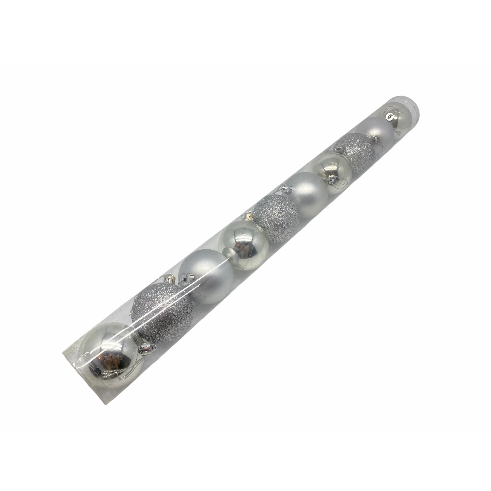 Set 10 globuri brad, Atelier, Rotund, Argintiu, 6cm