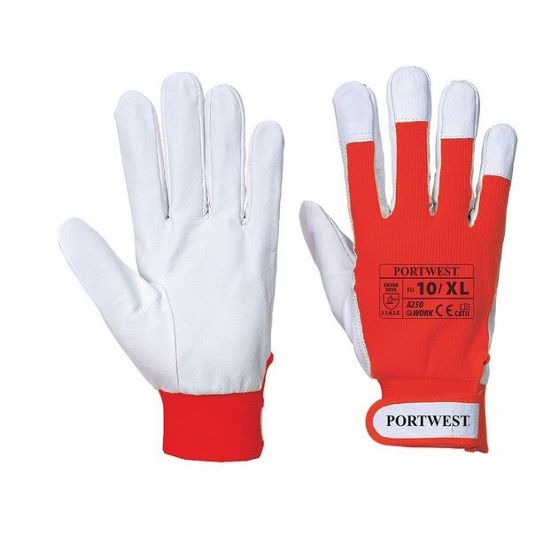 Manusi din piele, rosu/alb, XL, Portwest