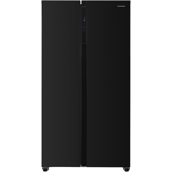 Хладилник Side by side Heinner HSBS-H442NFBKE++, 436 л, No Frost, Клас E, Дисплей, Функция Smart, Замразяване и бързо охлаждане, H 176.5 см, Черен
