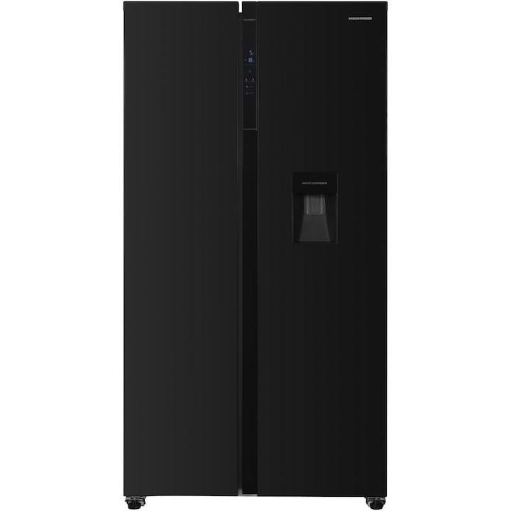 Heinner HSBS-H439NFBKWDE++ side by side hűtőszekrény, M:177cm, 436L, E energiaosztály, fekete