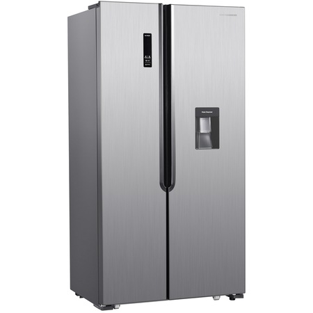 Side by side Heinner HSBS-H529NFXWDF+, 518 l, Full No Frost, Clasa F, Dozator de apa, Display LED touch, H 177 cm, Argintiu