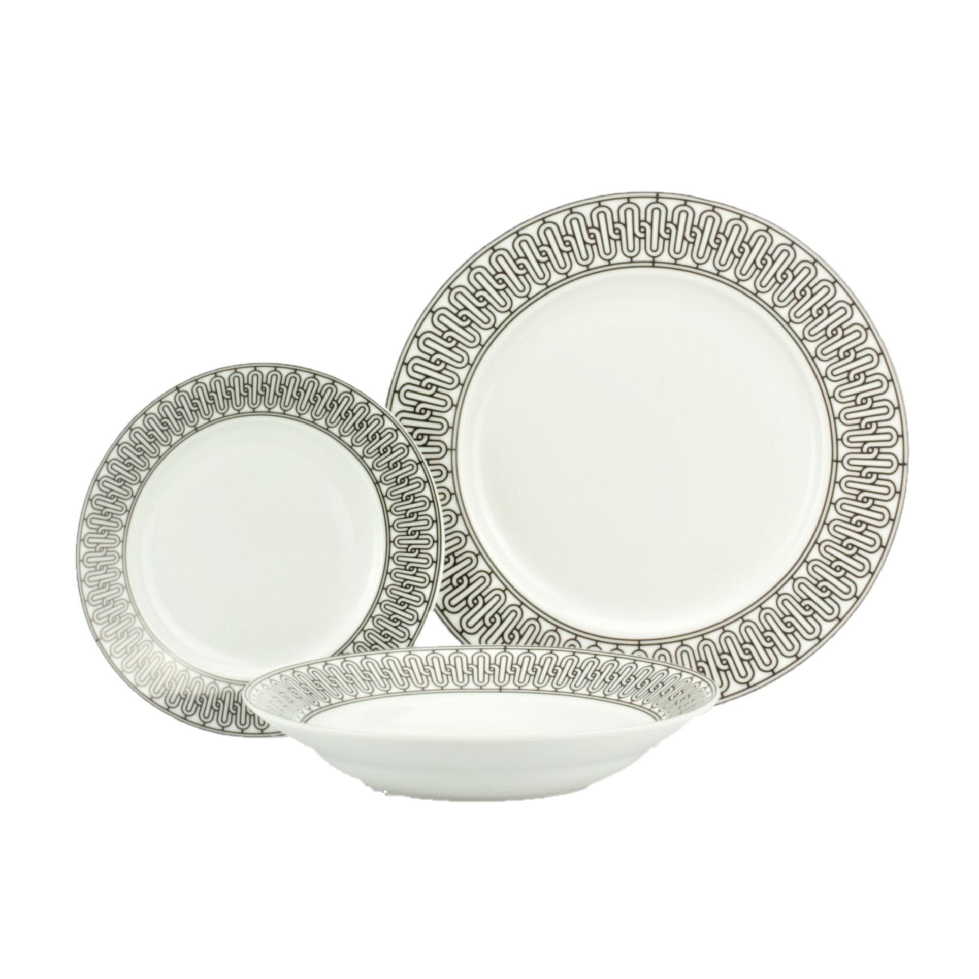 Serviciu pentru masa de 30 de piese, pentru 6 persoane, imprimeuri alb/ negru