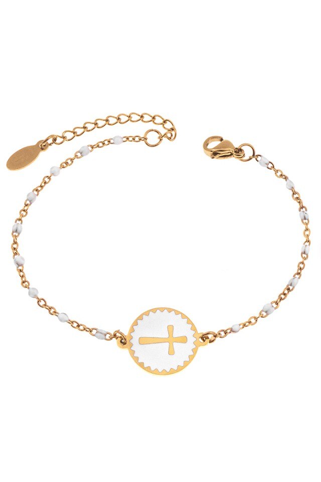 Bratara Inox White Cross 18.7 cm Bijouxmania