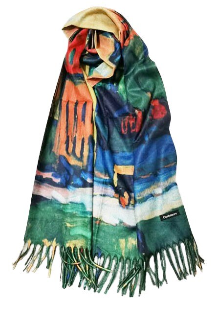 Esarfa casmir One Meet, imprimeu abstract, multicolora, toamna-iarna