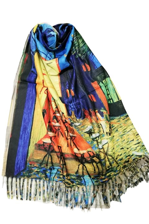 Esarfa casmir Cameleonia, imprimeu abstract, multicolora, toamna-iarna