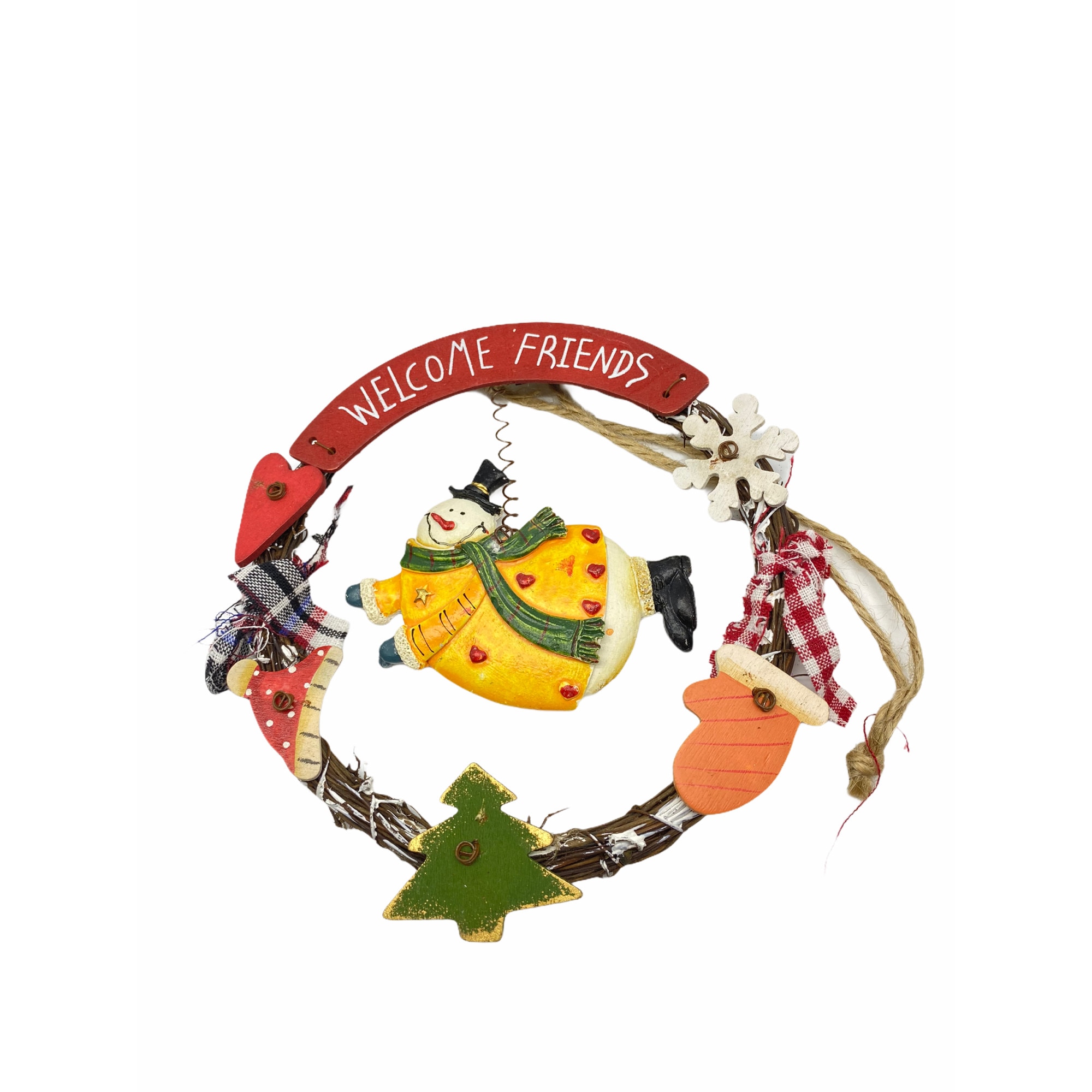 Decoratiune Welcome Craciun, Om de zapada, Atelier, Multicolor, 17cm