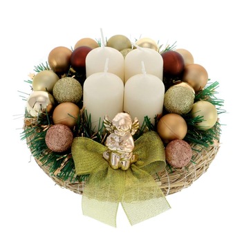 Coronita de Advent cu Inger Auriu 20 cm Coronita de Advent cu Inger Auriu 20 cm