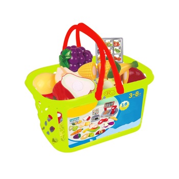 Set jucarii pentru copii cos cu fructe si legume de taiat, Super Market, 18 piese VG1011 RCO® Set jucarii pentru copii cos cu fructe si legume de taiat, Super Market, 18 piese VG1011 RCO®