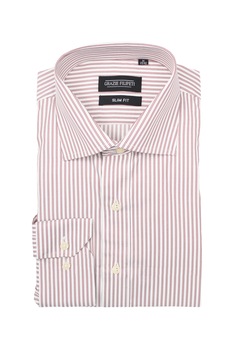 Camasa Slim Fit cu dungi fine bordeaux, Alb / Bordo Camasa Slim Fit cu dungi fine bordeaux, Alb / Bordo