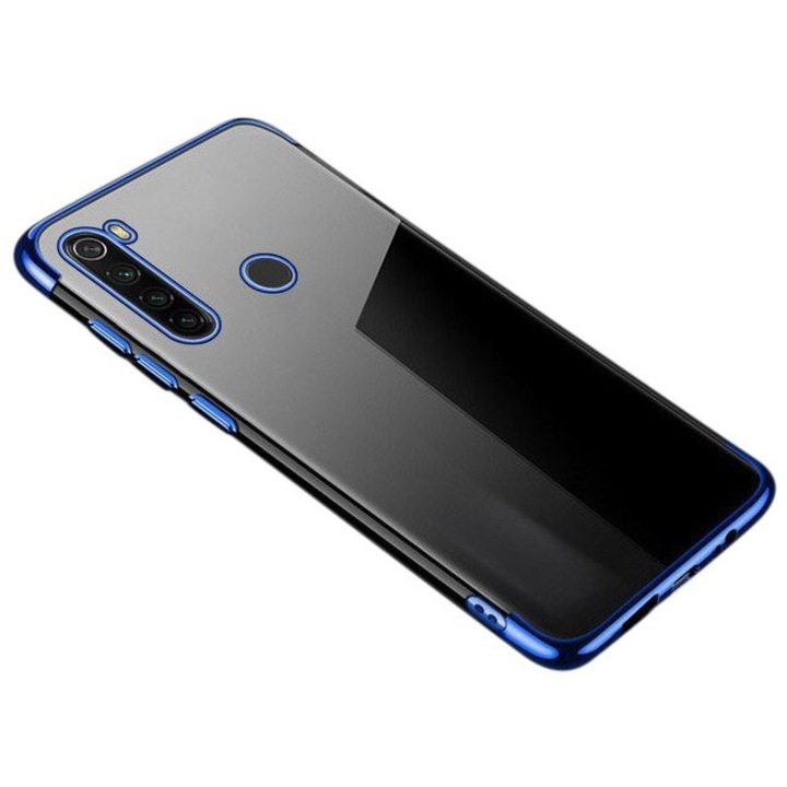Калъф за телефон Clear Color Gel TPU Electroplating frame за Motorola G8 Plus, син