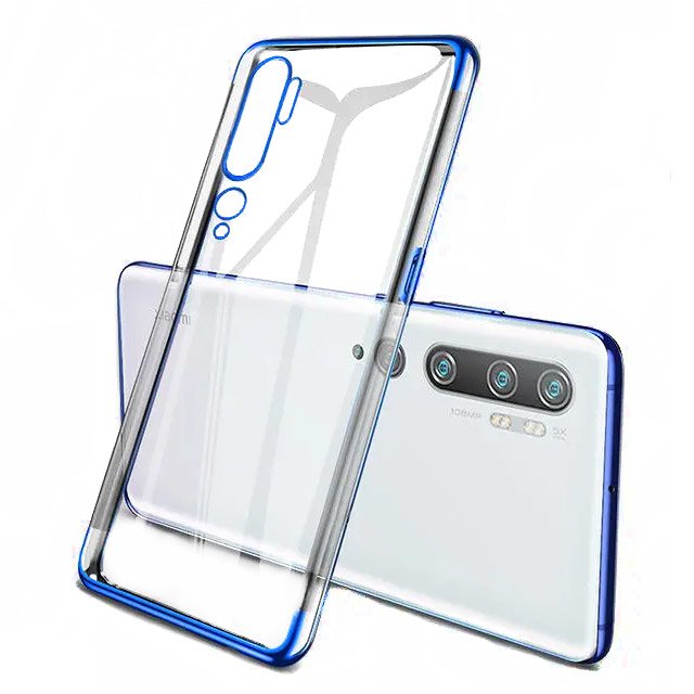 Husa Hurtel, Poliuretan, compatibila cu Xiaomi Mi Note 10/Mi Note 10 Pro/Mi CC9 Pro, Transparent/Albastru