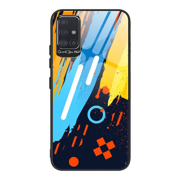 Husa de protectie, Color Tempered Glass Pattern 1, pentru Samsung Galaxy A71, Multicolor
