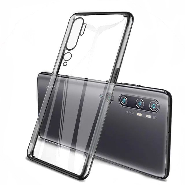 Husa Hurtel, Poliuretan, compatibila cu Xiaomi Mi Note 10/Mi Note 10 Pro/Mi CC9 Pro, Transparent/Negru