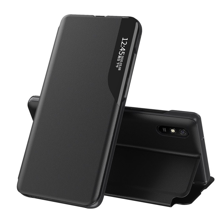 Калъф за телефон Eco Leather View Elegant със стойка за Xiaomi Poco X3 NFC/Poco X3 Pro, черен