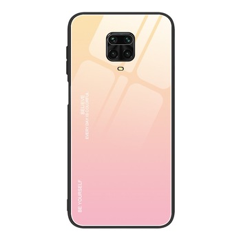 Husa Hurtel, Gradient Glass, Silicon, Sticla securizata, compatibil cu Xiaomi Redmi Note 9 Pro/Redmi Note 9S, Roz Husa Hurtel, Gradient Glass, Silicon, Sticla securizata, compatibil cu Xiaomi Redmi Note 9 Pro/Redmi Note 9S, Roz