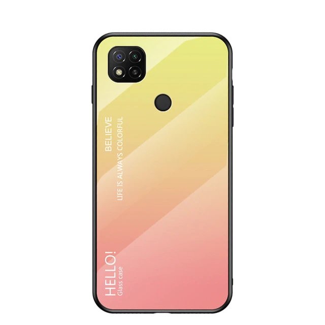 Husa Gradient Glass compatibila cu Xiaomi Redmi 9C, Sticla securizata, Multicolor