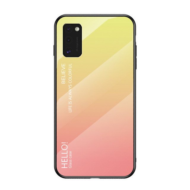 Husa Hurtel, Gradient Glass, Silicon, Sticla securizata, compatibil cu Samsung Galaxy A41, Roz