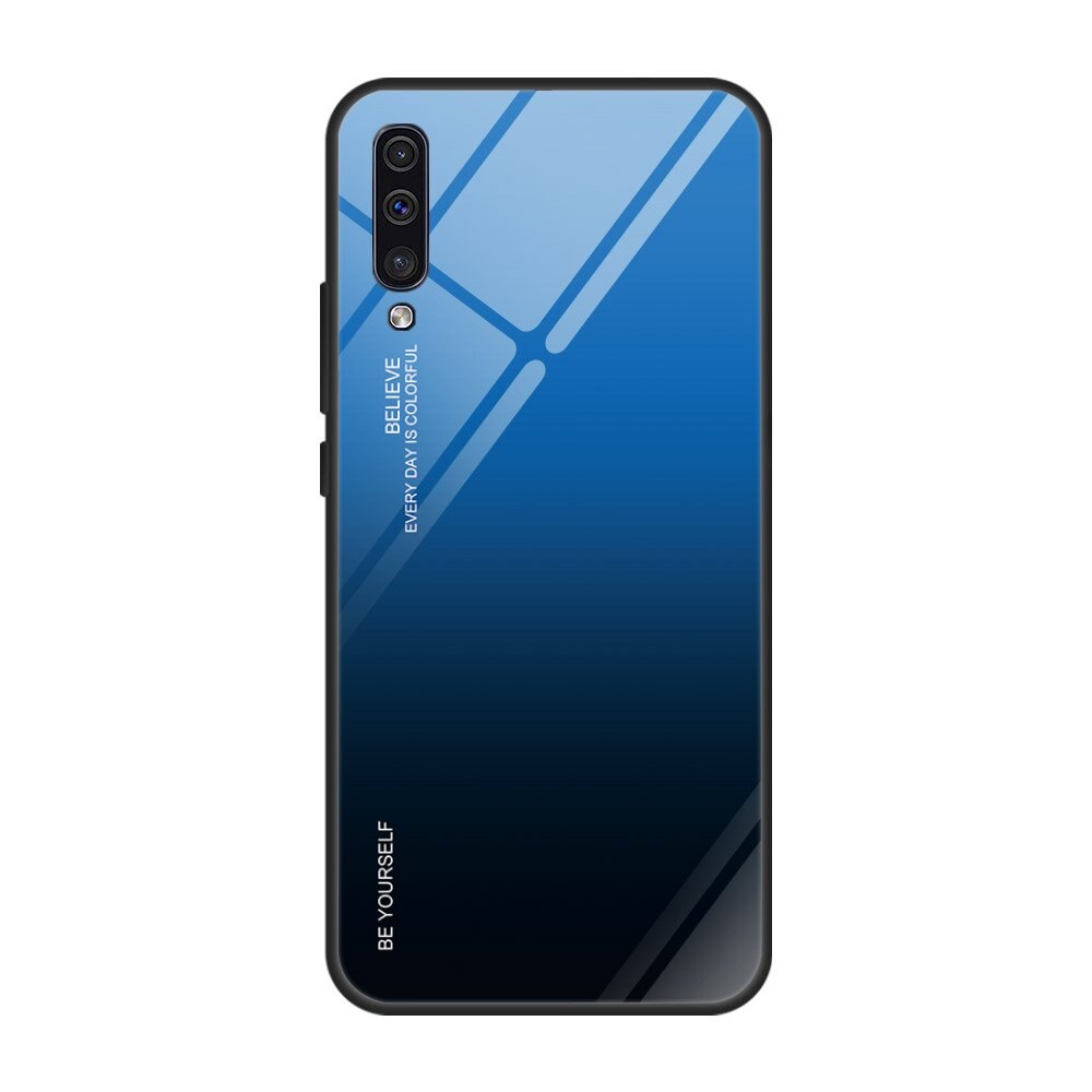 Husa Gradient Glass Durable, Compatibila cu Samsung Galaxy A50s / Galaxy A50 / Galaxy A30s, Negru/Albastru