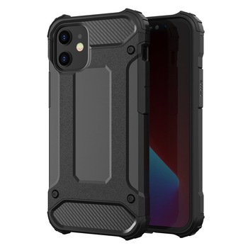 Husa Lemontti Hybrid Armor compatibila cu iPhone 12 Pro Max, Negru Husa Lemontti Hybrid Armor compatibila cu iPhone 12 Pro Max, Negru