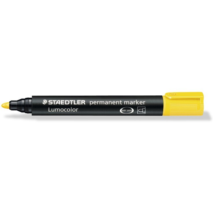 Marker permanent Staedtler Lumocolor varf rotund galben ST3529