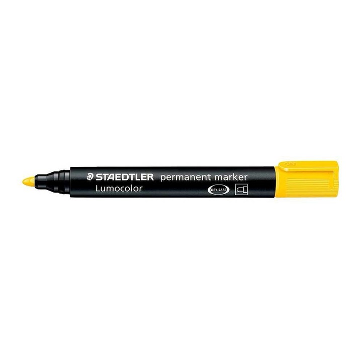 Marker permanent Staedtler Lumocolor varf rotund galben ST3529