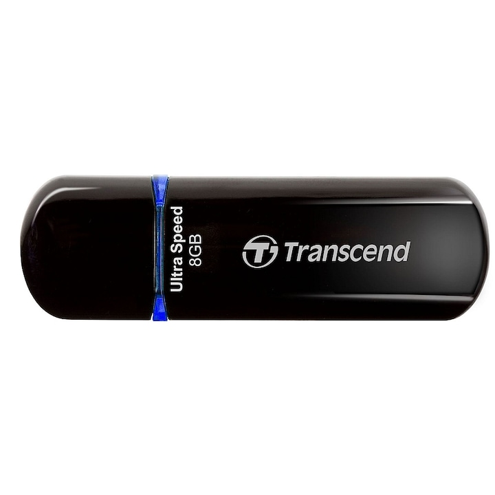 USB памет 8GB Transcend JetFlash 600, черен/син, USB 2.0 TS8GJF600
