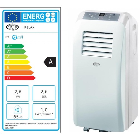 Aparat de aer conditionat mobil Argo Relax,10000 BTU, Telecomanda, Display, Clasa A, Filtru lavabil, Auto restart, Dezumidificare, Timer, Functia Sleep, Tub evacuare inclus, Eco