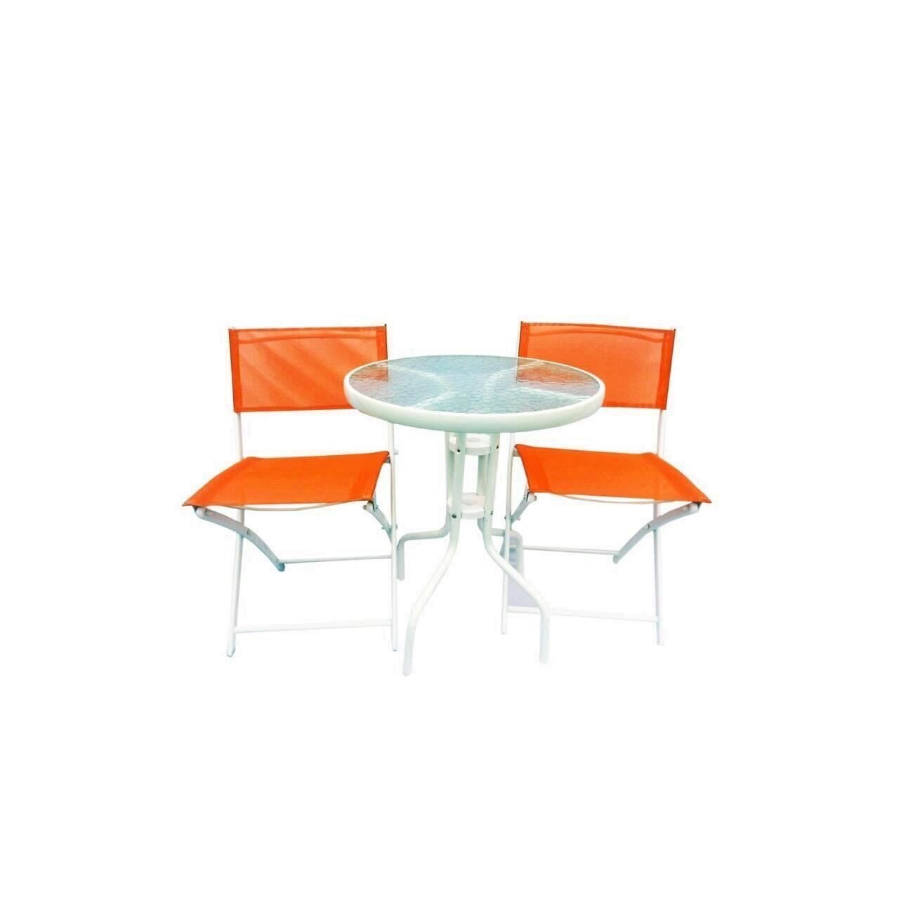 Set mobilier gradina, Strend Pro Gardenia Orange, masa rotunda 60x70 cm, 2 scaune pliabile 46x56x85 cm