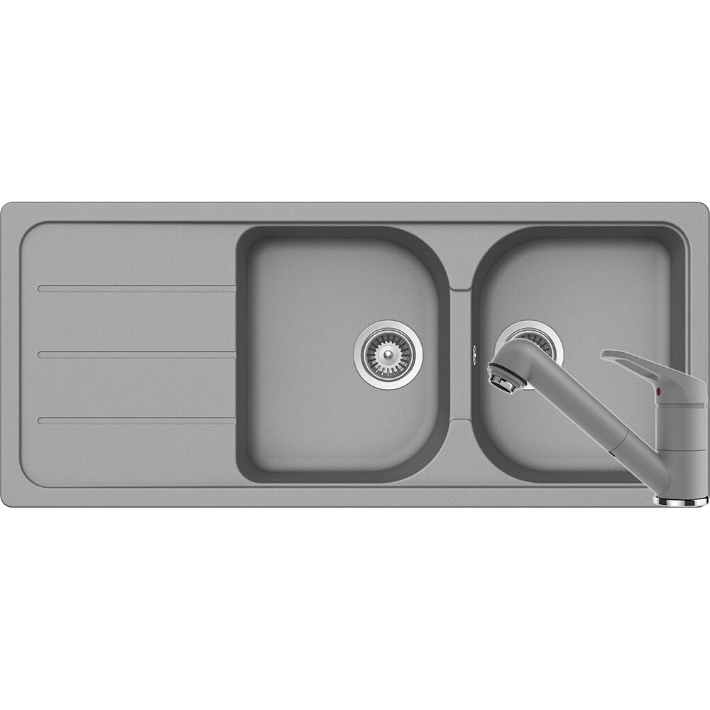 Kit chiuveta Schock Formhaus D-200 1160 x 500 mm si baterie Schock Cosmo cu Dus Extractibil Croma Cristalite