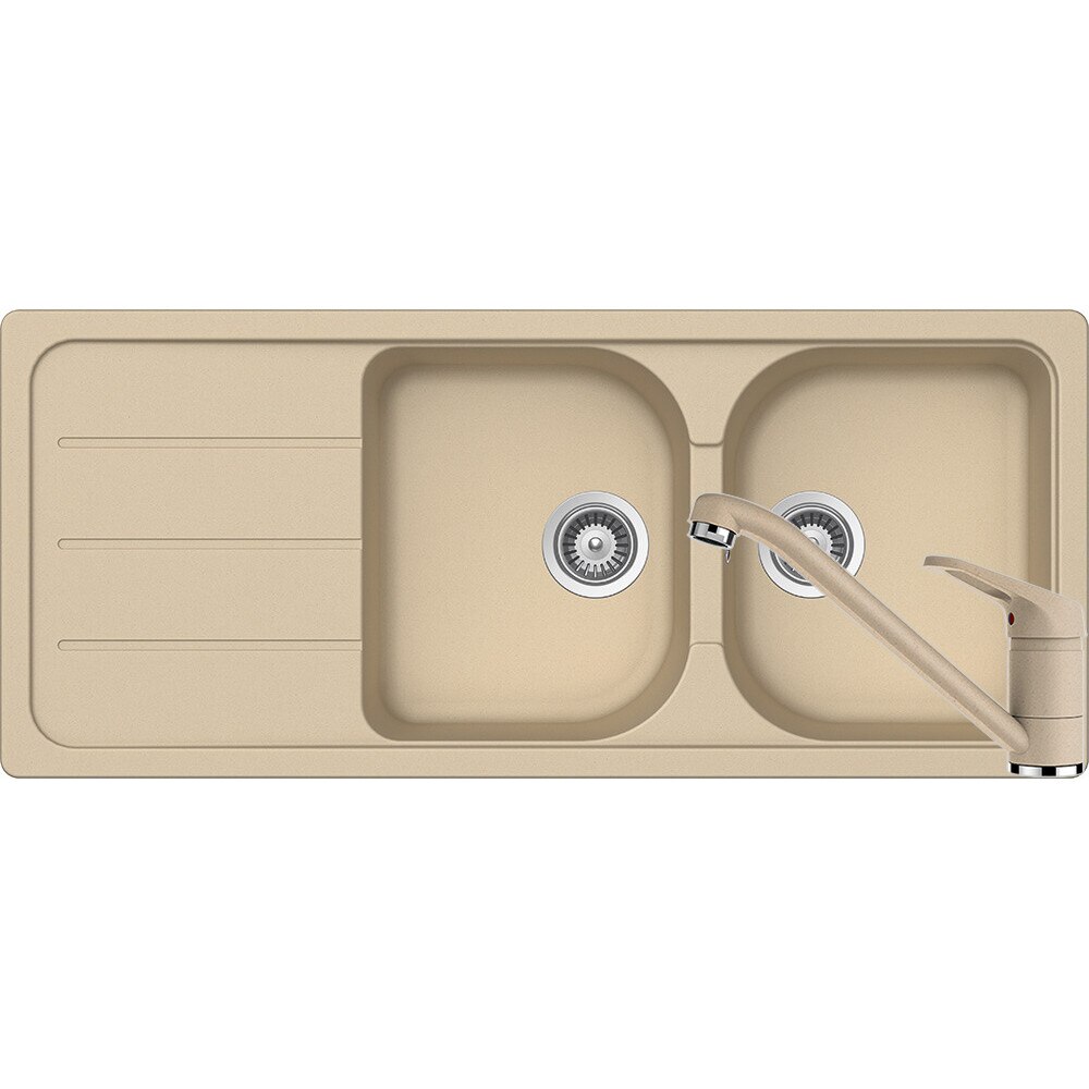 Kit chiuveta Schock Formhaus D-200 1160 x 500 mm si baterie Schock Cosmo Moonstone Cristalite