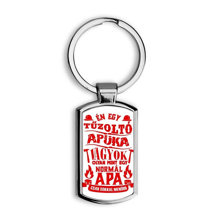 Tűzoltó apuka mintás fém kulcstartó 1