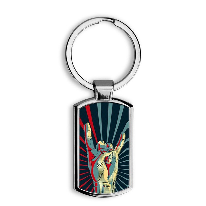 Metál villa mintás fém kulcstartó 2