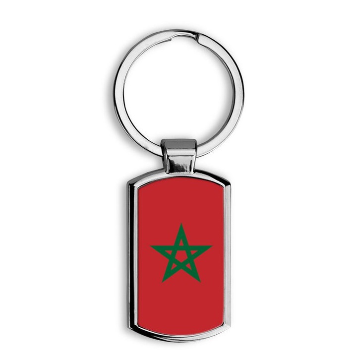 Marokkó zászlaja mintás fém kulcstartó 1