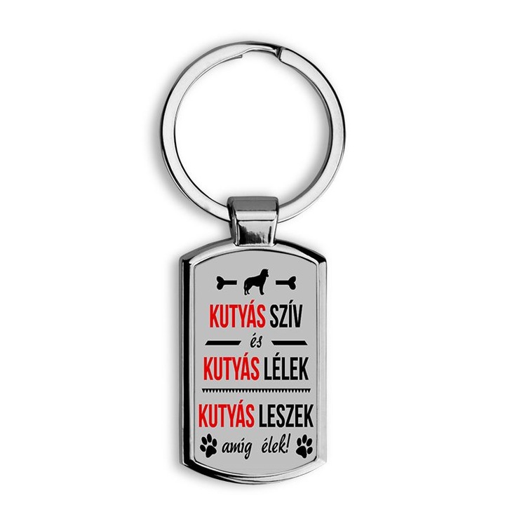 Kutyás szív mintás fém kulcstartó 1