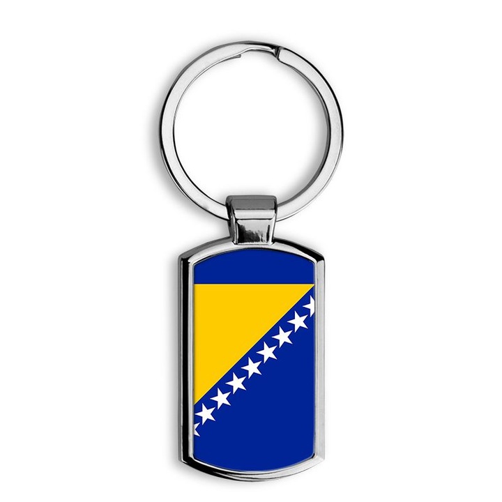 Bosznia-Hercegovina zászlaja mintás fém kulcstartó 1
