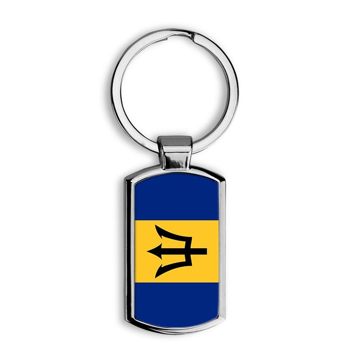 Barbados zászlaja mintás fém kulcstartó 1